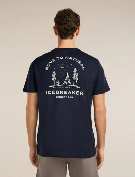 Koszulka męska Icebreaker Merino 150 Tech Lite Peaceful Pass Midnight Navy Tani