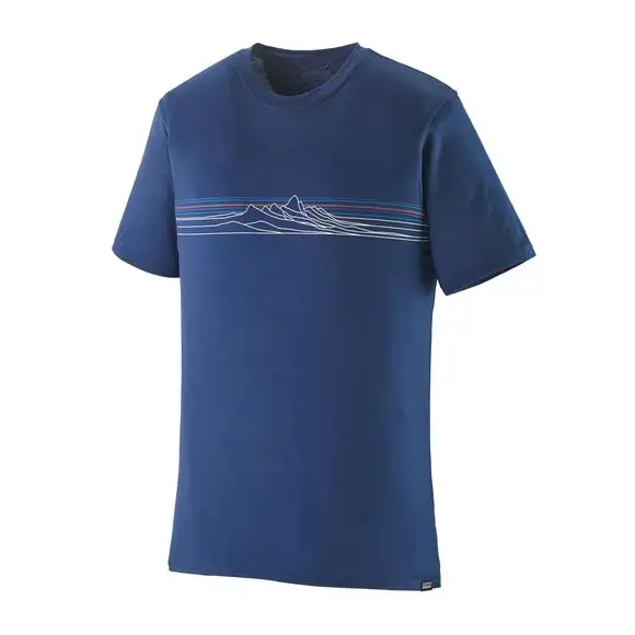 Koszulka merino Patagonia Capilene Cool Merino Blend Graphic Shirt Strata Stripe Clement Blue Oferta