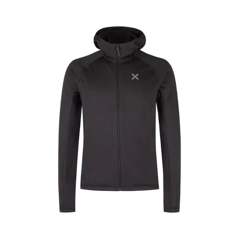 Tani Bluza polarowa męska Montura Fadis Grid Hooded Maglia Black