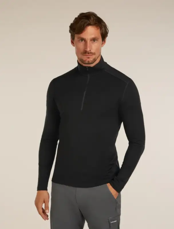 Oferta limitowana Koszulka merino męska Icebreaker 200 Oasis LS Half Zip Black
