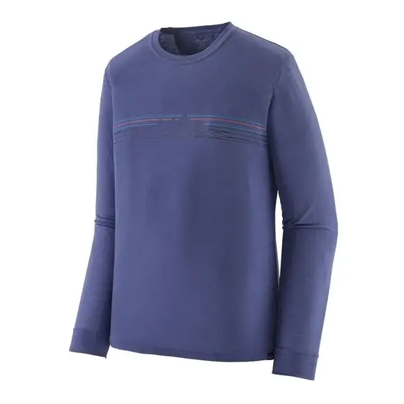Koszulka męska z długim rękawem Patagonia Capilene Cool Merino Blend Graphic Shirt Strata Stripe Solstice Purple Oferta czasowa