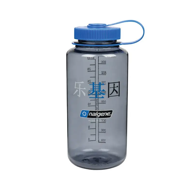 Butelka turystyczna Nalgene 32 oz Wide Mouth Sustain Water Bottle Gray w/Blue Cap Happy Gene Nowość