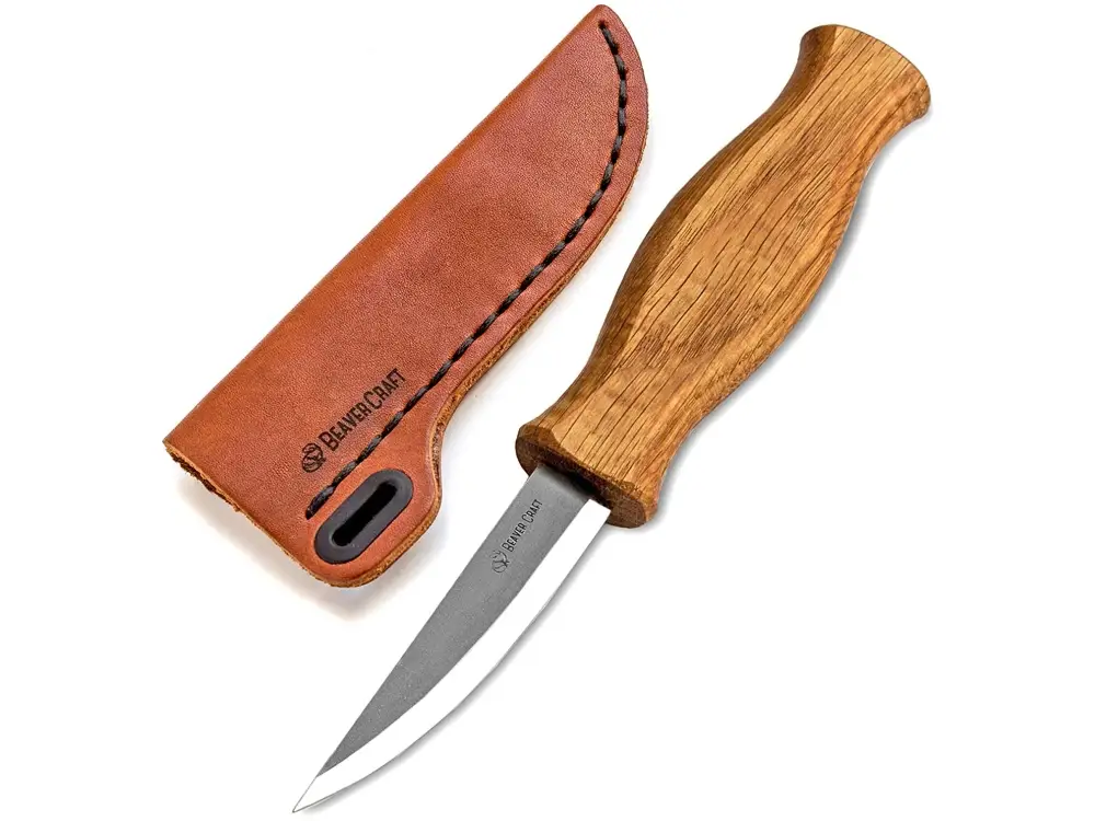 Bezpieczne zakupy Nóż rzeźbiarski z pochwą skórzaną - BeaverCraft C4S