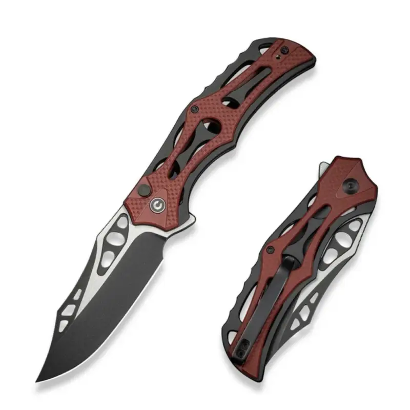 Nóż składany Civivi BiophaseBlack Aluminium / Burgundy G10, Black Stonewashed Nitro-V (C23083C-1) Promocja