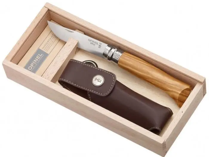 Taniej Nóż Opinel 8 Inox Lux Oliwka z Etui