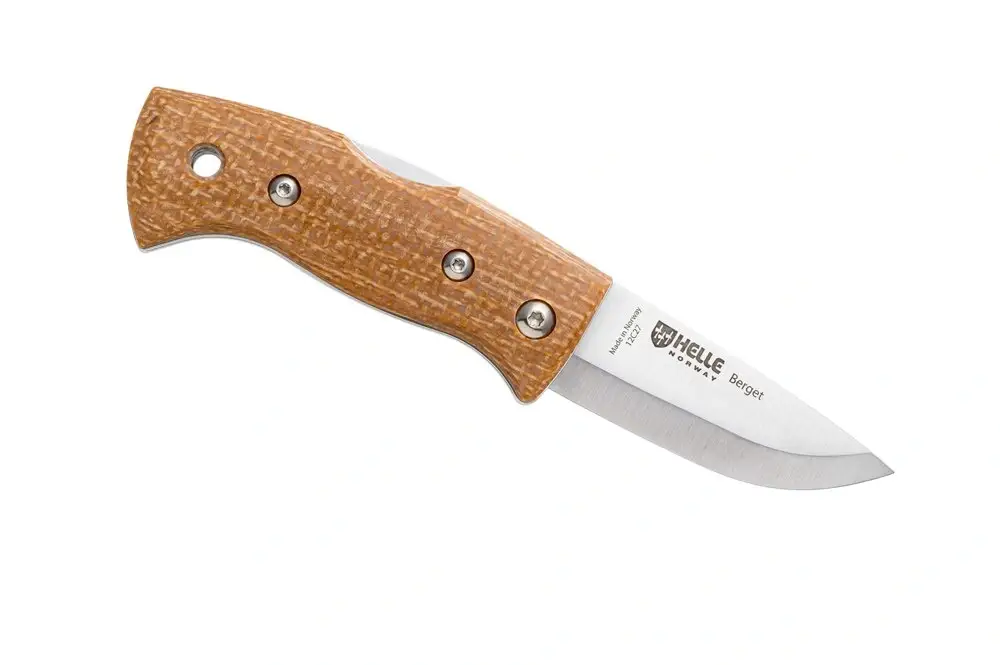 Nowy Helle - Nóż składany Berget - Mustard Jute Micarta 12C27