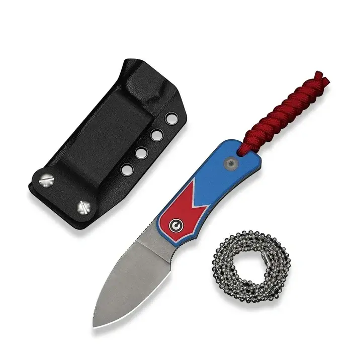 Promocja Nóż na szyję Civivi Baby Banter Fixed Blade Red-White-Blue G10, Gray Stonewashed Nitro-V by Ben Petersen (C23045A-1)