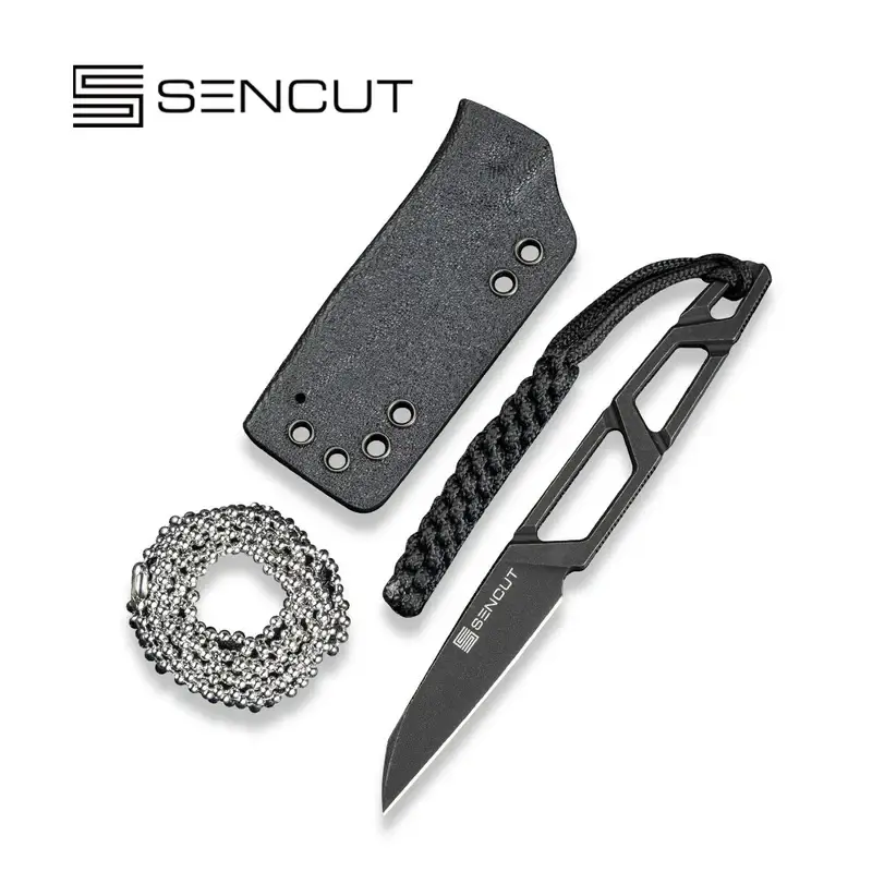 Nóż Sencut Texo Neck Knife Black Skeletonized, Black Stonewashed 9Cr18MoV by Ostal Hel (S23095-1) Łatwy zwrot