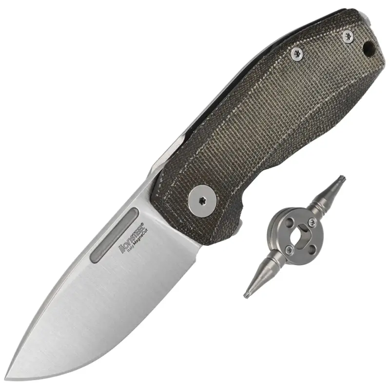 Ekspresowa dostawa Nóż składany LionSteel Nano Green Canvas Micarta, Satin CPM MagnaCut (NA01 CVG)