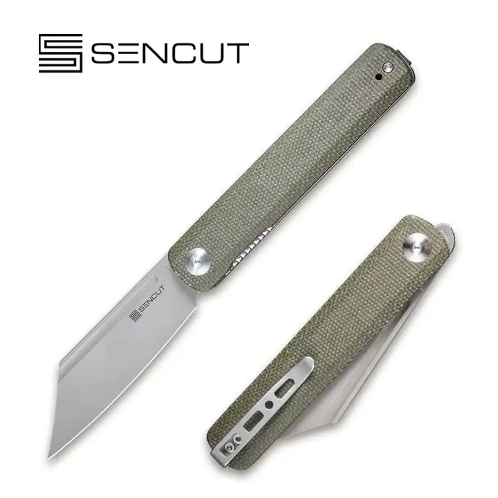 Wyprzedaż Sencut - Nóż składany Bronte Green Micarta, Gray Stonewashed 9Cr18MoV (SA08B)