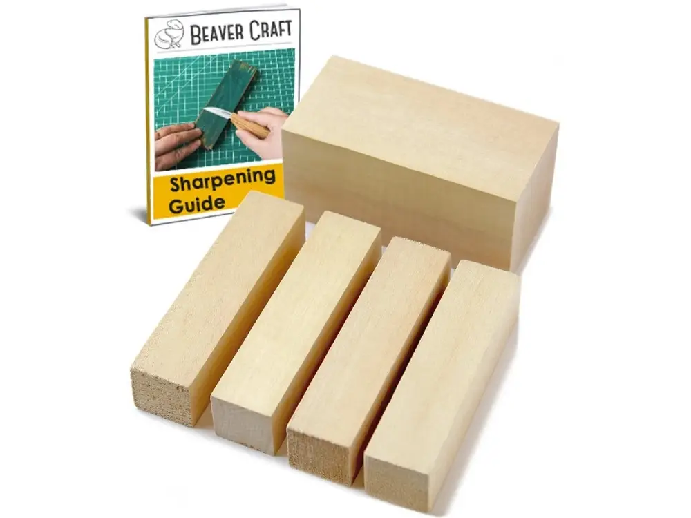 Tylko dziś Zestaw 5 klocków z drewna lipowego do rzeźbienia - Beavercraft Wood Carving Blocks Set BW1