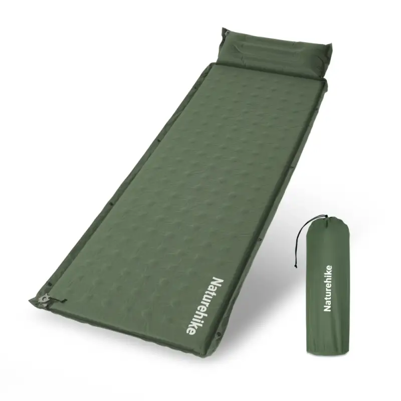 Wysoka jakość Naturhike - Mata samopompująca z poduszką D-Series Pillow Single 3 cm - green