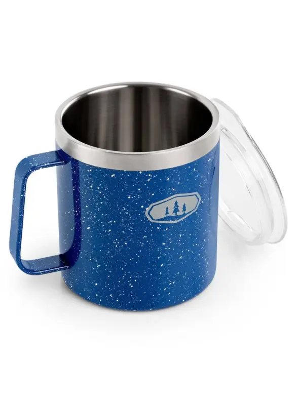 Wysoka jakość Kubek z przykrywką - GSI Glacier Stainless Camp Cup 444ml - Blue Speckle