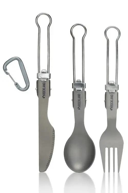Wyprzedaż Rockland - Niezbędnik - Zestaw tytanowych składanych sztućców - Titanium Tools