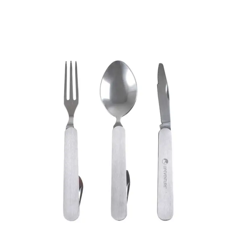 Składane sztućce turystyczne stalowe - Lifeventure Folding Cutlery Set Oferta czasowa
