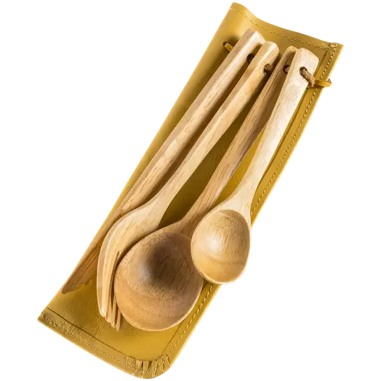Sztućce drewniane z skórzanym pokrowcu - Eagle Products Wybór klientów