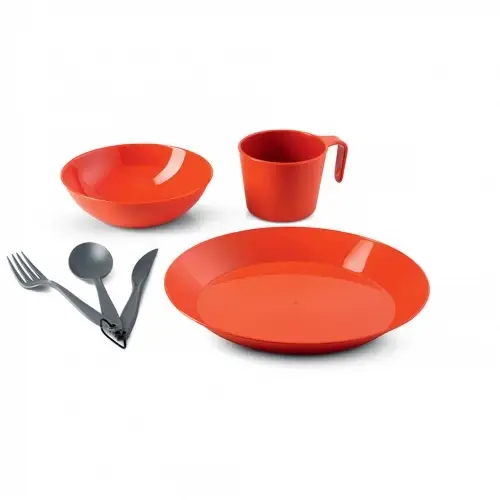 Popularny Zestaw naczyń biwakowych - GSI Cascadian 1 Person Table Set - Terracotta