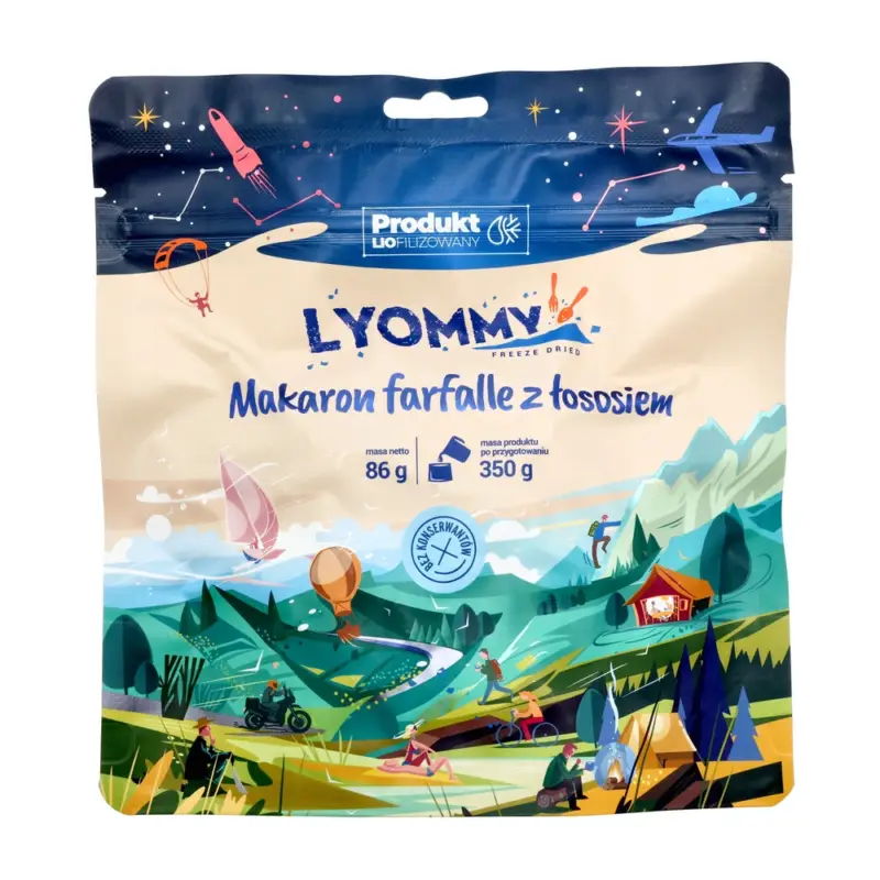 Szybka wysyłka Lyommy - Żywność liofilizowana Makaron farfalle z łososiem 350 g