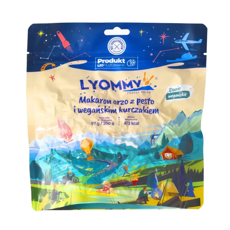 Taniej Lyommy - Żywność liofilizowana Makaron orzo z pesto i wegańskim kurczakiem 350 g
