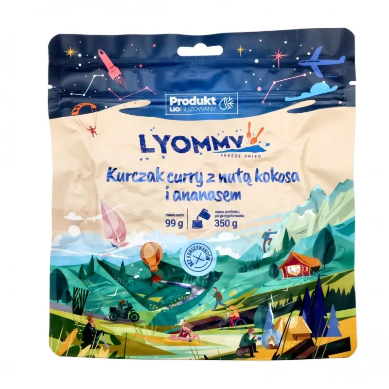 Bestseller Lyommy - Żywność liofilizowana Kurczak curry z nutą kokosa i ananasem 350 g
