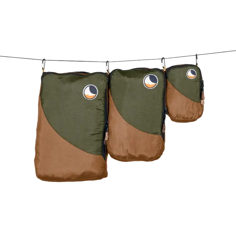 Dostępne od ręki Ticket To The Moon - Zestaw organizerów Travel Cube Set - brown/army green