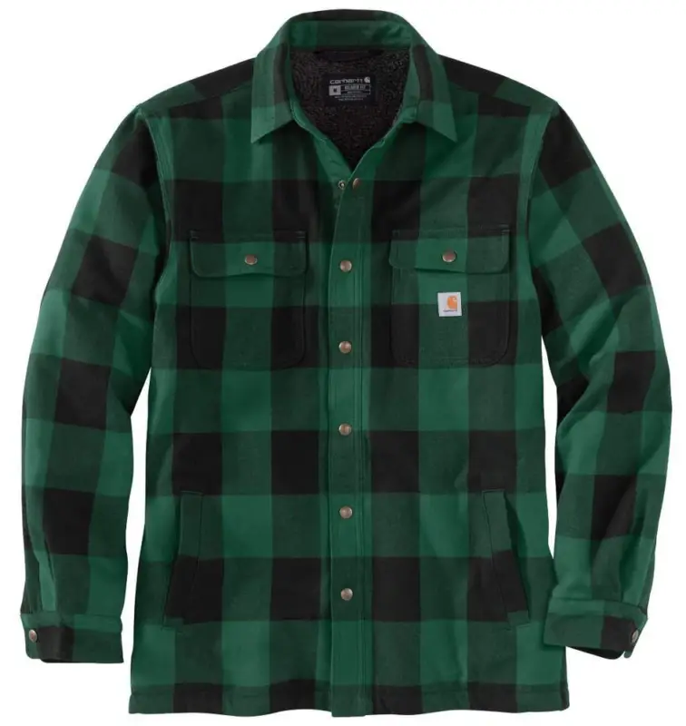 Carhartt- Koszula Kurtka Hubbard Sherpa Lined Shirt Jac - Zielona Hit sprzedaży