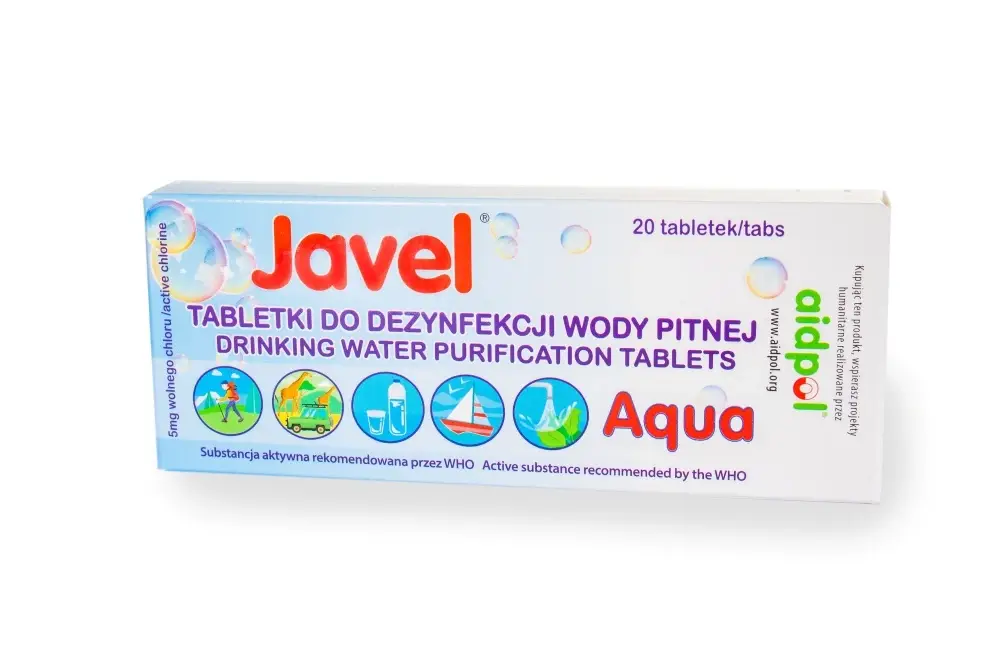 Nowość Tabletki do uzdatniania odkażania wody JAVEL AQUA 20 szt.