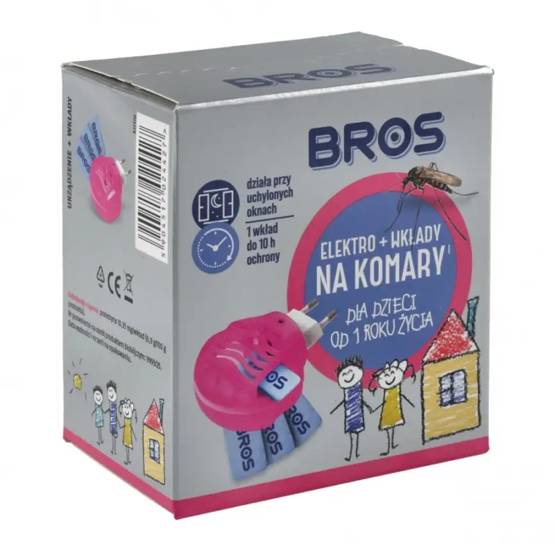 Obniżka ceny Bros - Elektro + płyn na komary dla dzieci od 1 roku + wkłady 10 sztuk