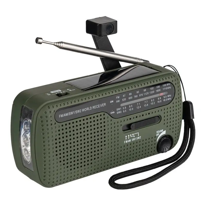 Fosco - Radio survivalowe awaryjne solarne na korbkę SW1/SW2/FM/AM Szybka dostawa