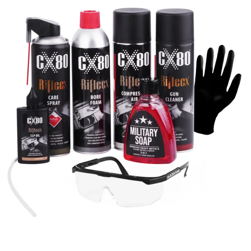 Wybór klientów RifleCX - Zestaw preparatów do czyszczenia broni krótkiej Handgun Set - 8 elementów - 90982