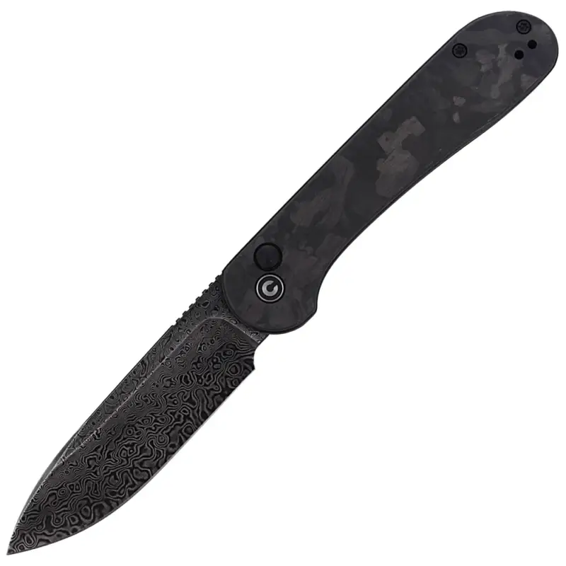 Szybka wysyłka Nóż CIVIVI Button Lock Elementum Marble Carbon Fiber Black, Black Damascus (C2103DS-3)