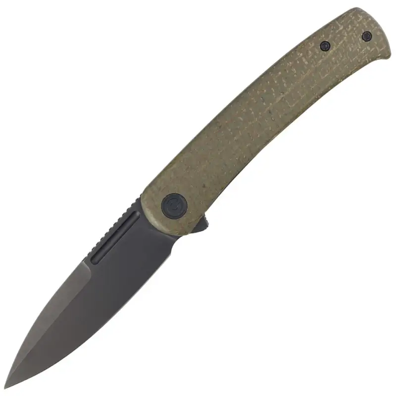 Wyprzedaż Nóż Civivi Cetos Green Micarta Coarse / Stainless, Black Stonewashed 14C28N (C21025B-3)