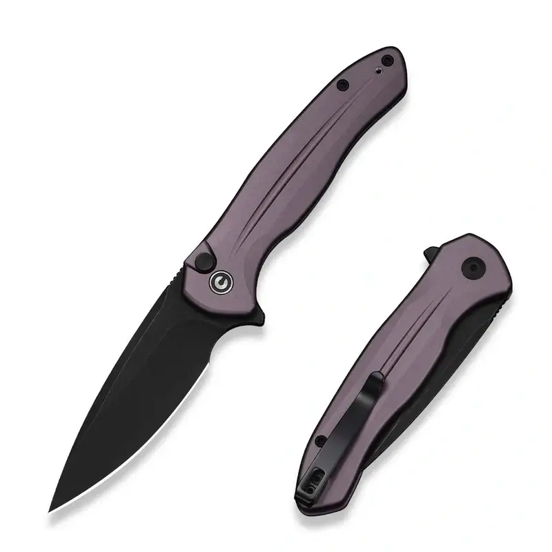 Wyjątkowa oferta Nóż składany Civivi Button Lock Kitefin Purple Aluminium, Black Stonewashed 14C28N (C24091-3)