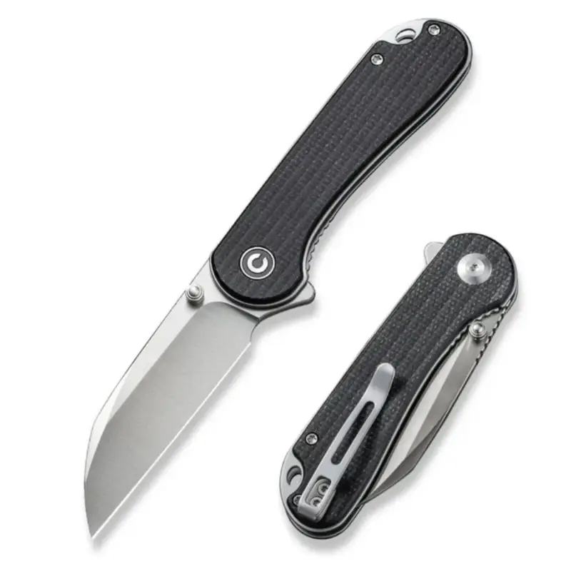 Wyprzedaż Nóż składany Civivi Elementum Wharncliffe Black Canvas Micarta, Satin Nitro-V (C18062AF-3)