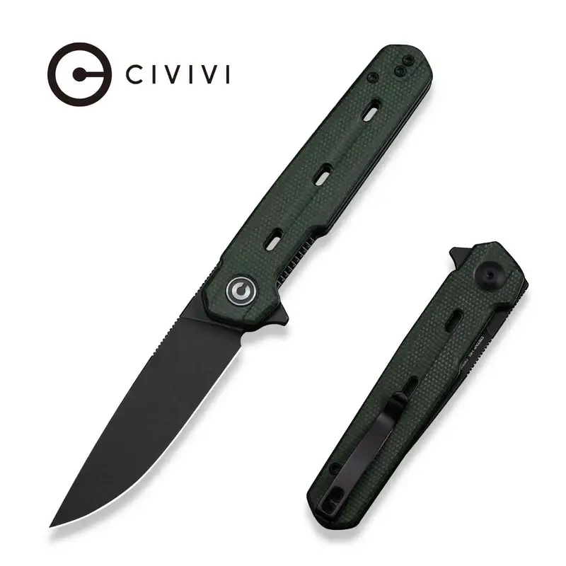 Tani Nóż składany Civivi Navo Green Canvas Micarta, Black Stonewashed Nitro-V by Ostap Hel (C25015A-2)