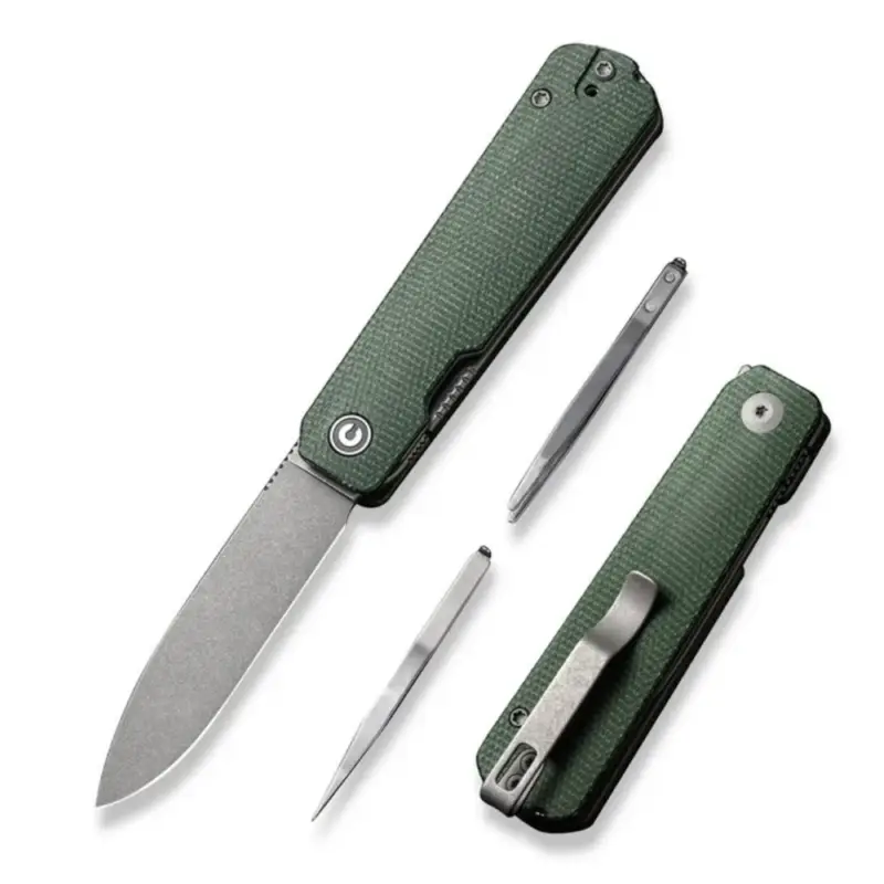 Zamów teraz Nóż składany Civivi Sendy Green Canvas Micarta, Gray Stonewashed Nitro-V by Ben Petersen (C21004A-1)