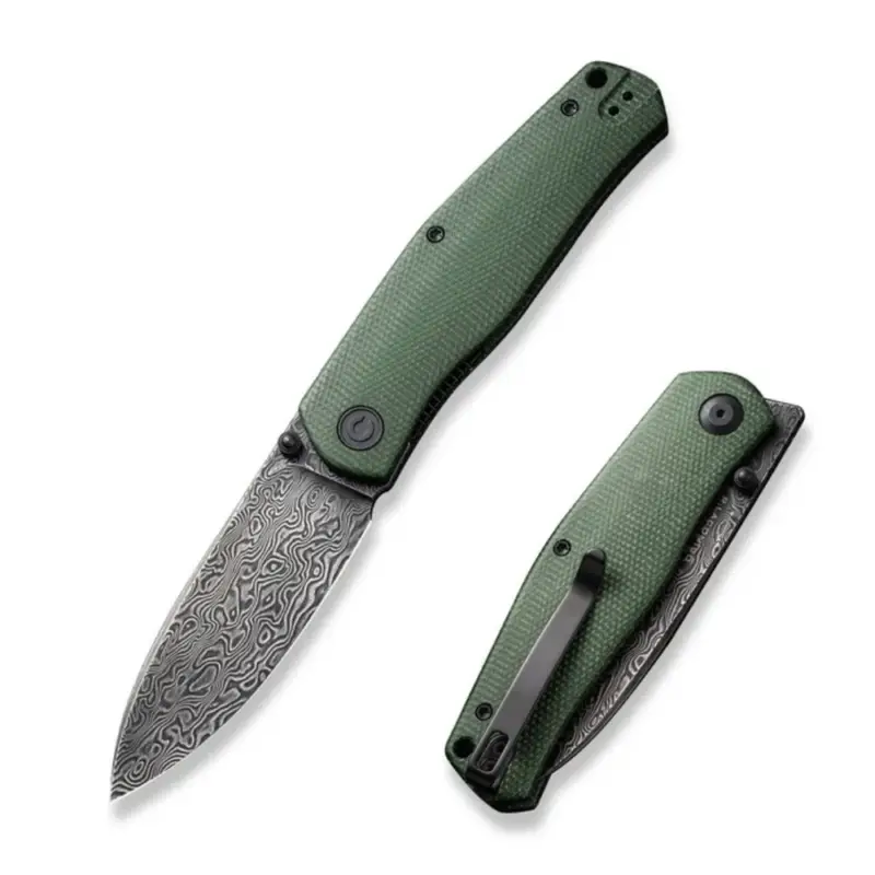 Nóż składany Civivi Sokoke Green Canvas Micarta, Black Hand Rubbed Damascus by Ray Laconico (C22007-DS2) Tani