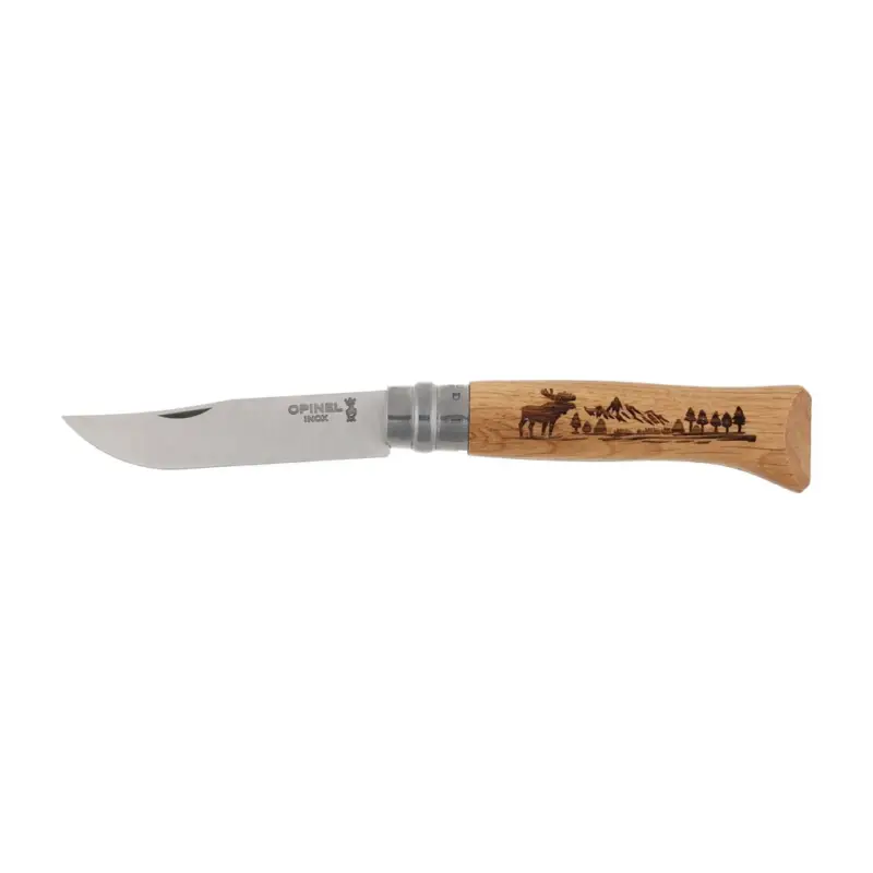 Obniżka ceny Nóż składany Opinel 8 inox dąb seria Animal - łoś