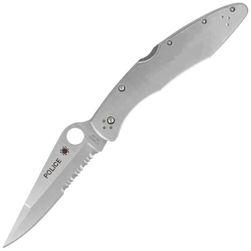 Nóż składany Spyderco Police Stainless Steel, Satin Combo Edge VG-10 by Sal Glesser (C07PS) Cena promocyjna