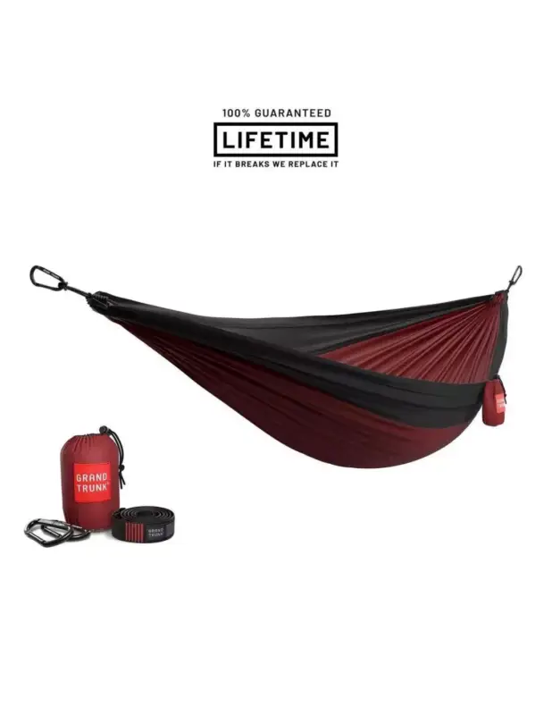 Najlepsza cena Hamak z taśmami Grand Trunk Double Deluxe Hammock w/Straps Crimson