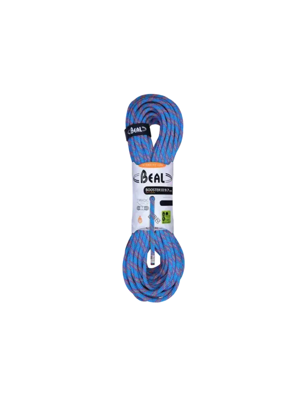Nie przegap Lina wspinaczkowa Beal Booster Dry Cover Unicore 9,7mm Blue 70m