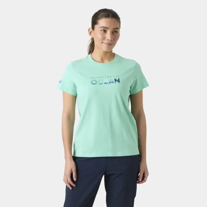 Najlepsza cena Koszulka bawełniana damska Helly Hansen The Ocean Race T-Shirt - Lagoon