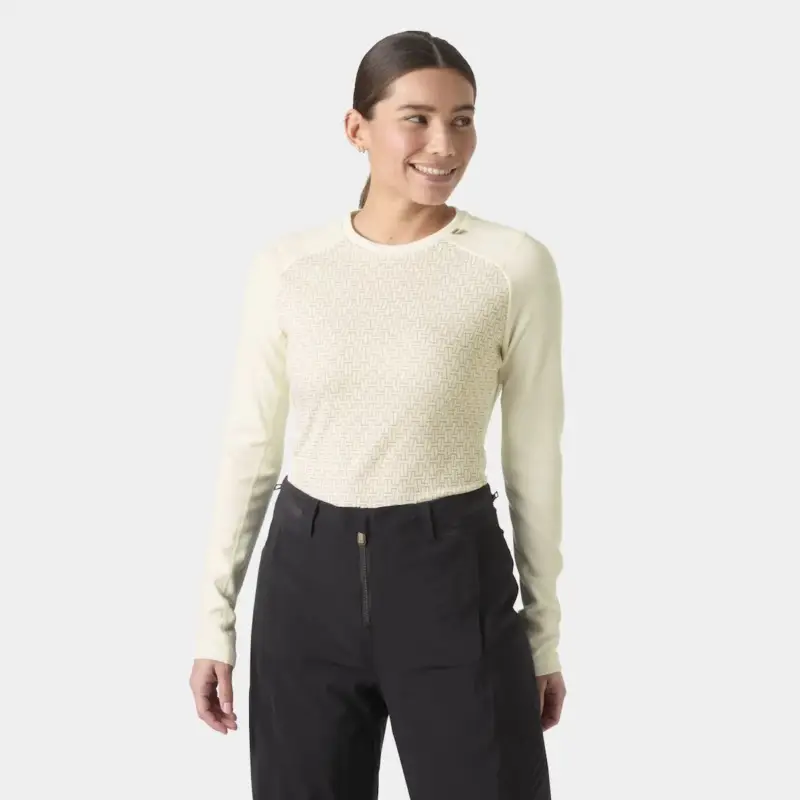 Oferta limitowana Bluza termoaktywna z merino damska Helly Hansen LIFA® Merino Midweight Graphic Crew - Snow