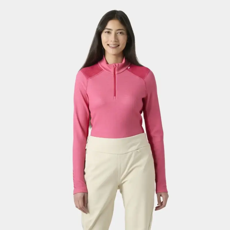 Bluza termoaktywna z merino damska Helly Hansen Lifa Merino Midweight 1/2 Zip - Hot Pink Premium