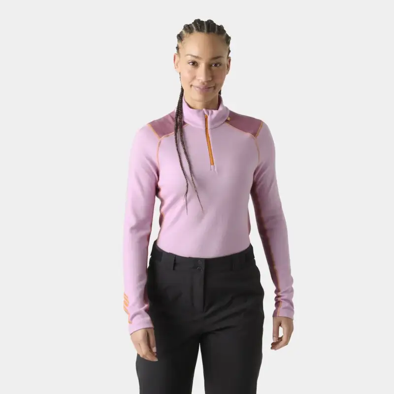 Tani Bluza termoaktywna z merino damska Helly Hansen Lifa Merino Midweight 1/2 Zip - Cherry Blossom