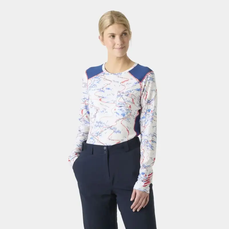 Ostatnie sztuki Bluza termoaktywna damska Helly Hansen Lifa® Active Crew - White Slope Map
