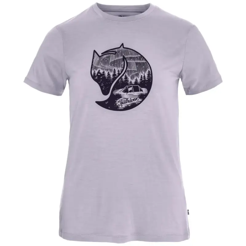 Wysoka jakość T-Shirt wełniany damski Fjallraven Abisko Wool Fox SS - Lavender Mist/Dark Navy