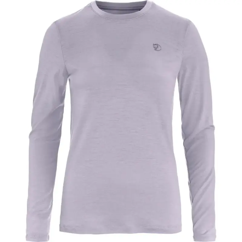 Koszulka z merynosem damska Fjallraven Abisko Wool LS - Lavender Mist Zniżka