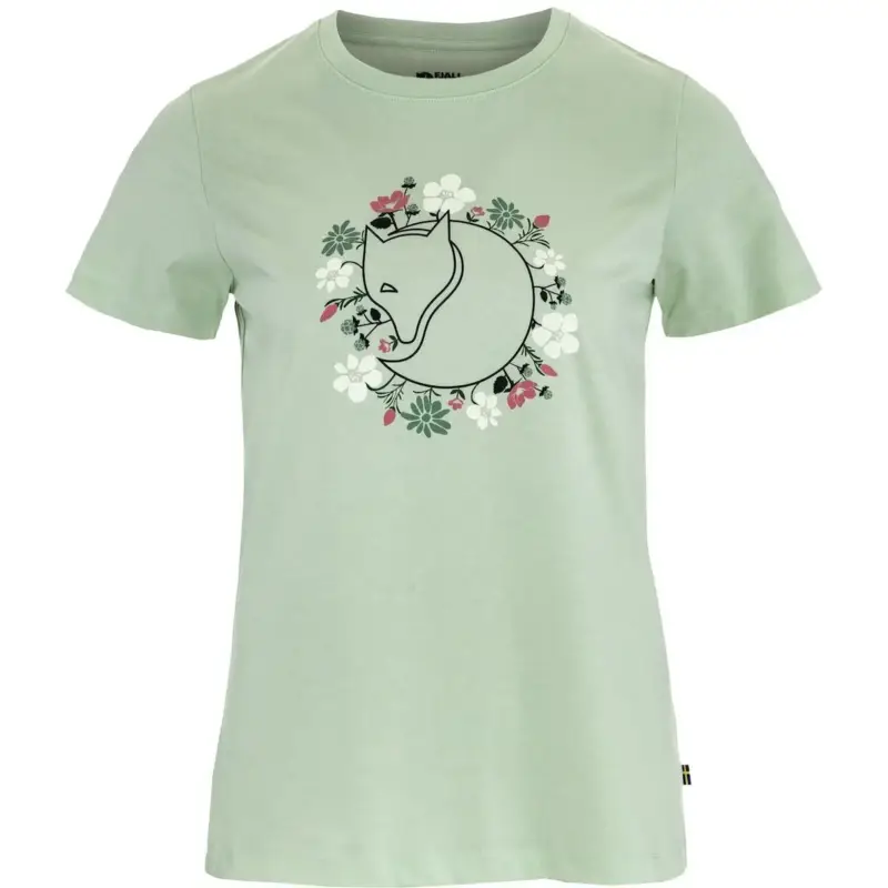 T-shirt bawełniany damski Fjällräven Fjällblomster Fox T-shirt - Soft Jade Cena promocyjna