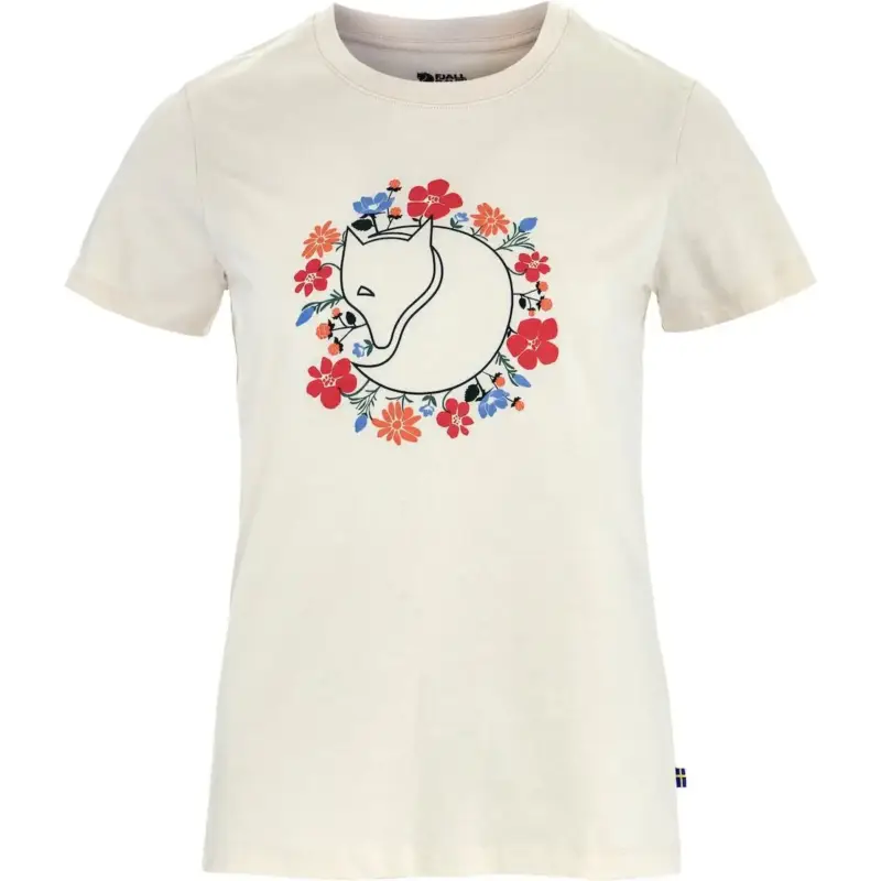 T-shirt bawełniany damski Fjällräven Fjällblomster Fox T-shirt - Chalk White Ostatnia szansa